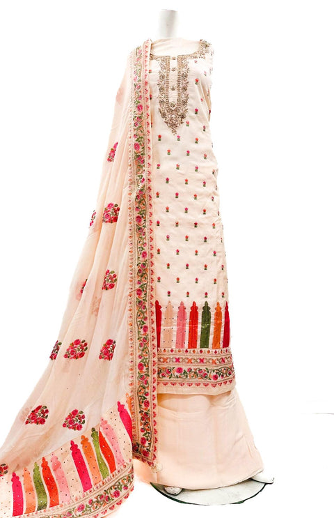 Pure chiffon silk Based embroidery work Beautiful Kameez With Heavy Embroidery Work Dupatta