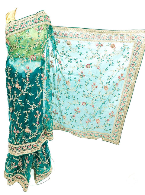 Heavy stone work & embroidery jaal work beautiful netting designer saree