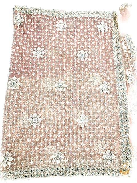 Heavy stone work & Mirror work with  beautiful resham heavy embroidery jaal beatiful designer saree