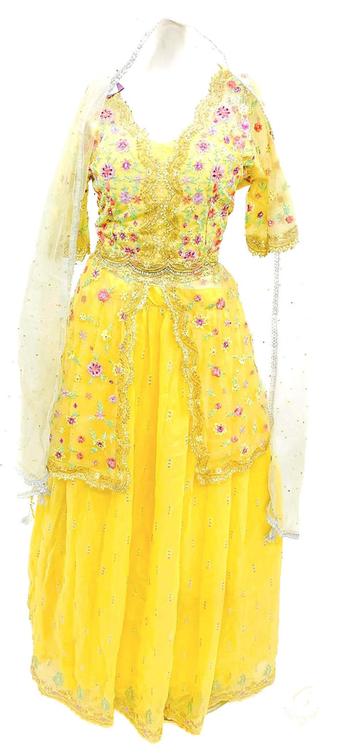 Netting based heavy sequined work with beautiful embroidery & heavy netting dupatta with georgette Lehnga
