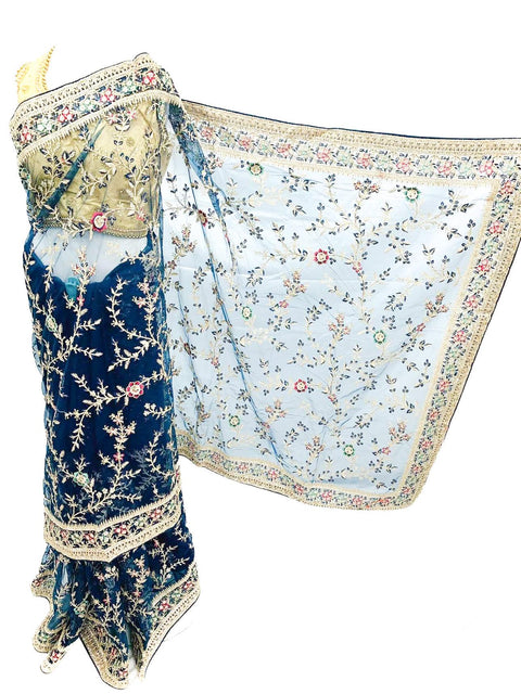 Heavy stone work & embroidery jaal work beautiful netting designer saree