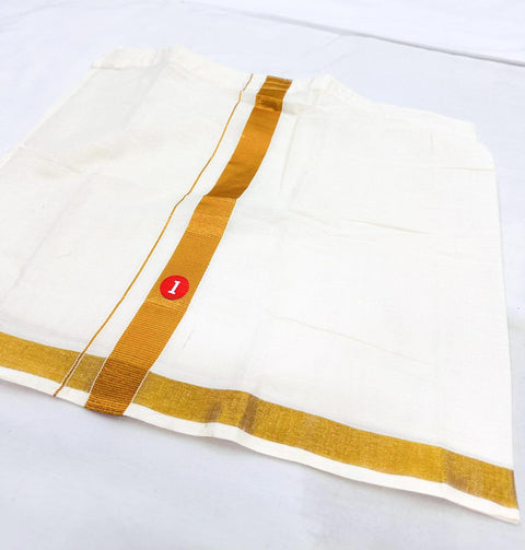 Woven Cotton Mundu / Dhoti in Off White