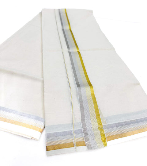 Woven Cotton Mundu / Dhoti in Off White