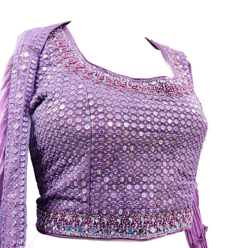 Georgette Based Embroidery Work with original mirror work Heavy Flared Crop top lehnga