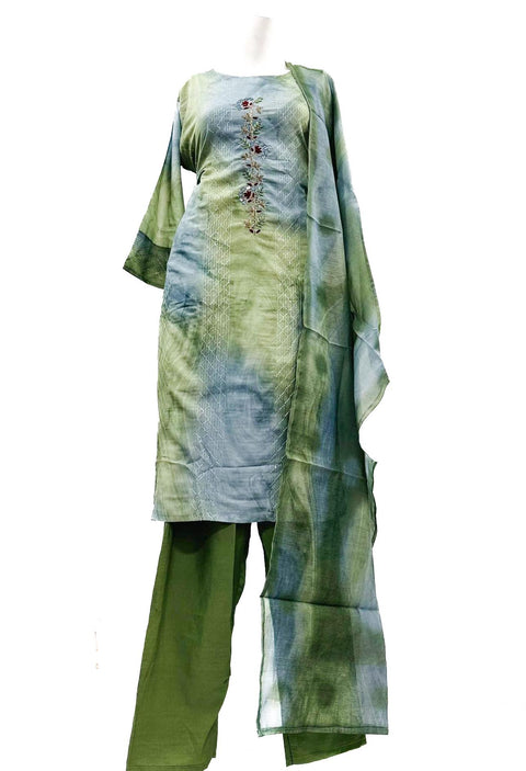Pure rayon based embroidery & sequined  work printed Kurti with pants & dupatta