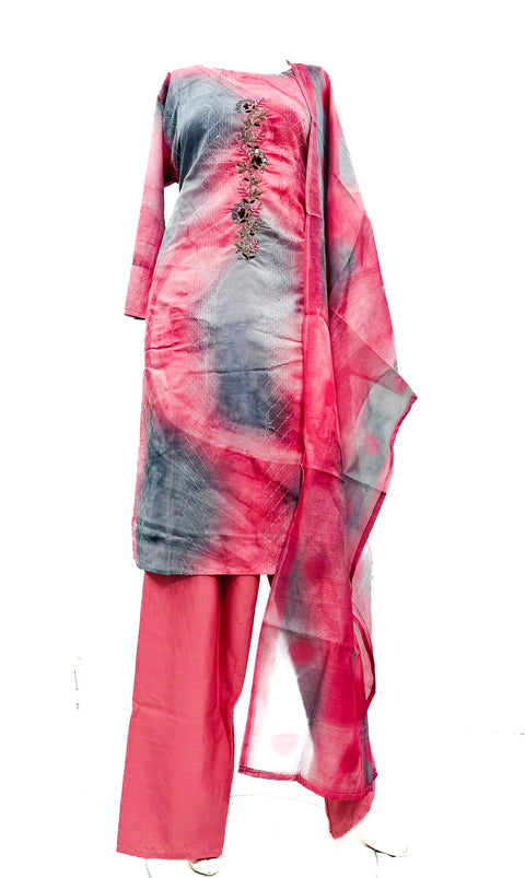 Pure rayon based embroidery & sequined  work printed Kurti with pants & dupatta