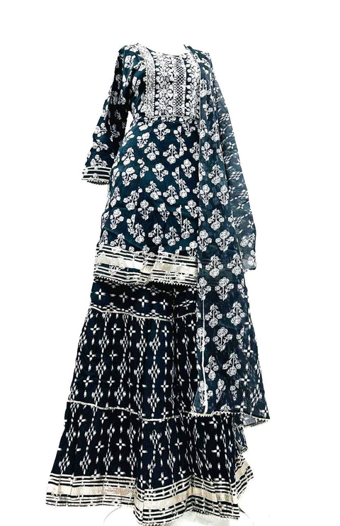 Rayon based printed with embroidery work designer kurti & plazop