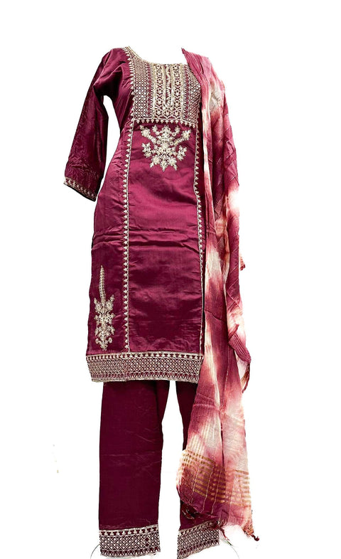 Silk based embroidery with sequined work Kurti & plazo pent with dupatta