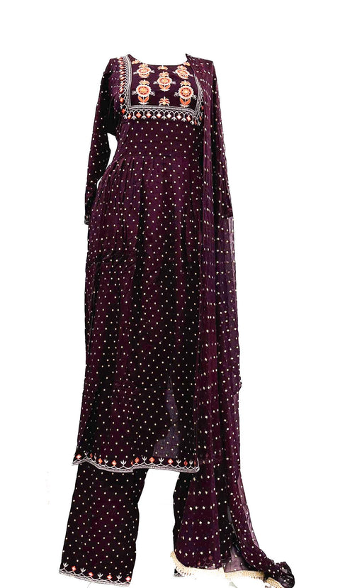 Pure rayon based embroidery with mirror work kurti with plazo & Dupatta