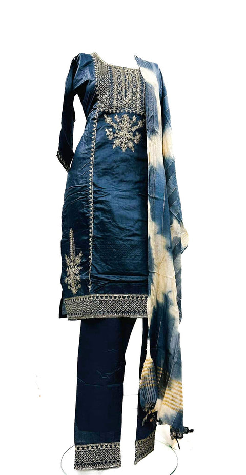 Silk based embroidery with sequined work Kurti & plazo pent with dupatta