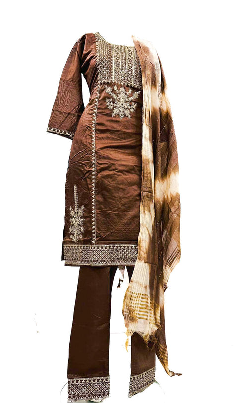 Silk based embroidery with sequined work Kurti & plazo pent with dupatta
