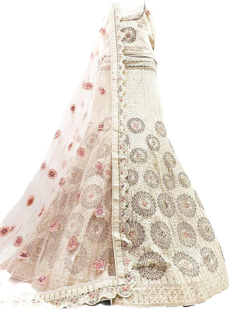 Netting based handwork with sequined work heavy lehnga