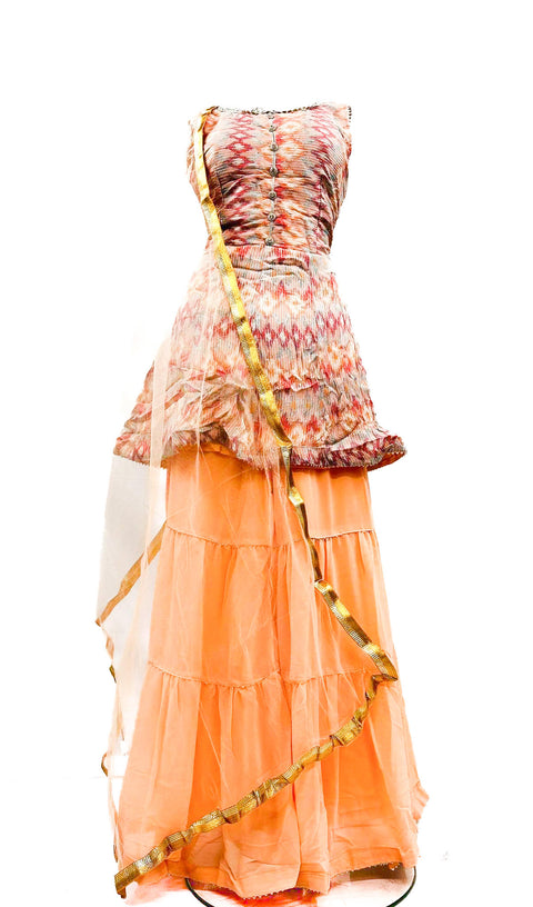 Malmal Based Sequined With Mirror Work Designer Kameez & Pure Georgette Sharara