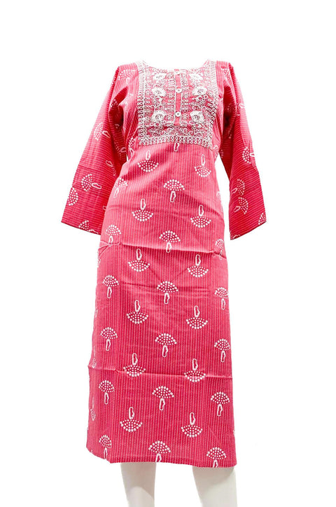 Rayon based embroidery printed work Kurti