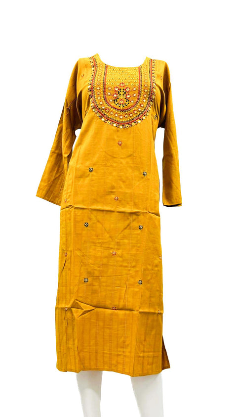 Rayon based embroidery & Mirror work Kurti
