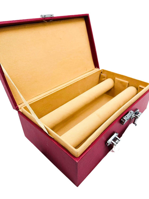 Leather Skin Wooden Two Rod Bangle Storage Box with Brief Case