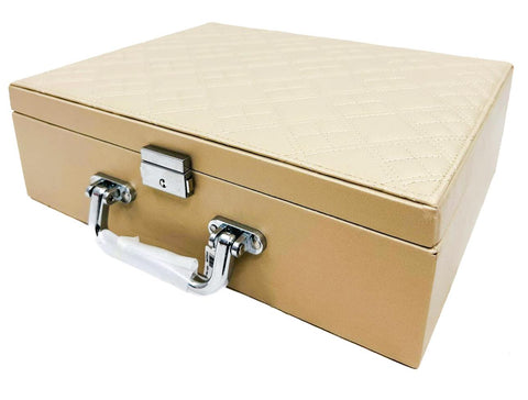 Leather Skin Wooden Two Rod Bangle Storage Box with Brief Case