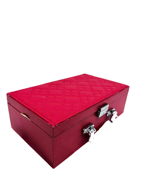 Leather Skin Wooden Two Rod Bangle Storage Box with Brief Case