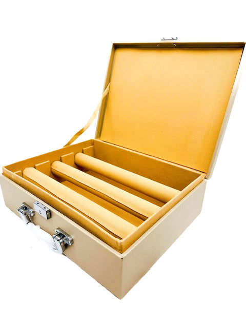 Leather Skin Wooden Two Rod Bangle Storage Box with Brief Case