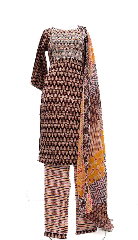 Rayon Based  Embroidery with mirror work Kurti With Plazo Pents & Dupatta
