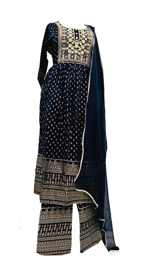 Pure Rayon based embroidery work Kurti with pants & Dupatta