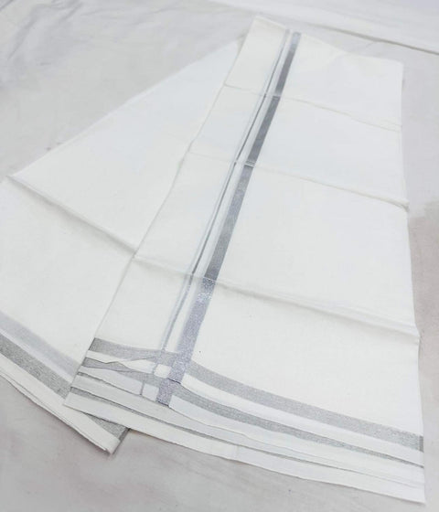 Woven Cotton Mundu / Dhoti in Off White
