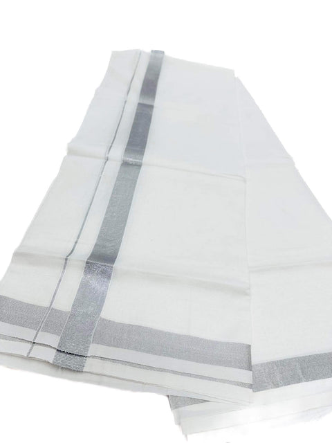 Woven Cotton Mundu / Dhoti in Off White