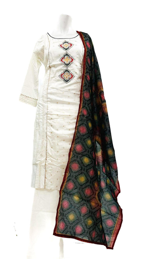 Rayon Based Sequined Work & Embroidery Kurti With Plazo Pents & Dupatta