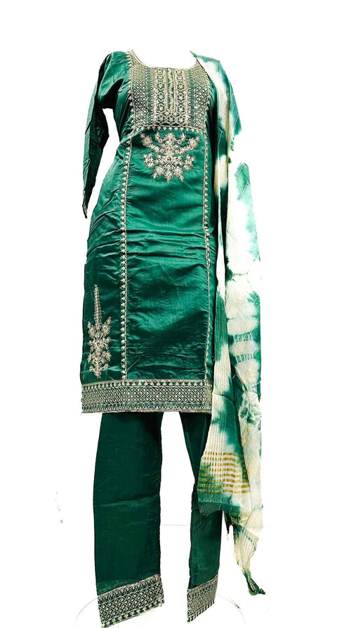 Silk based embroidery with sequined work Kurti & plazo pent with dupatta