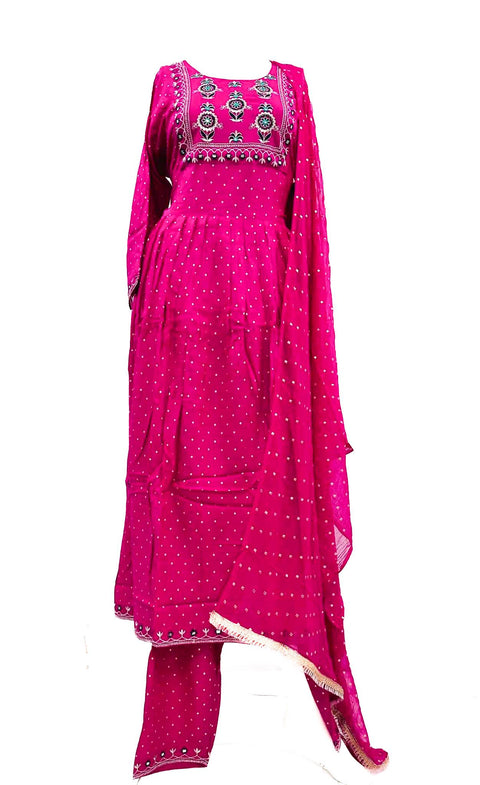 Pure rayon based embroidery with mirror work kurti with plazo & Dupatta