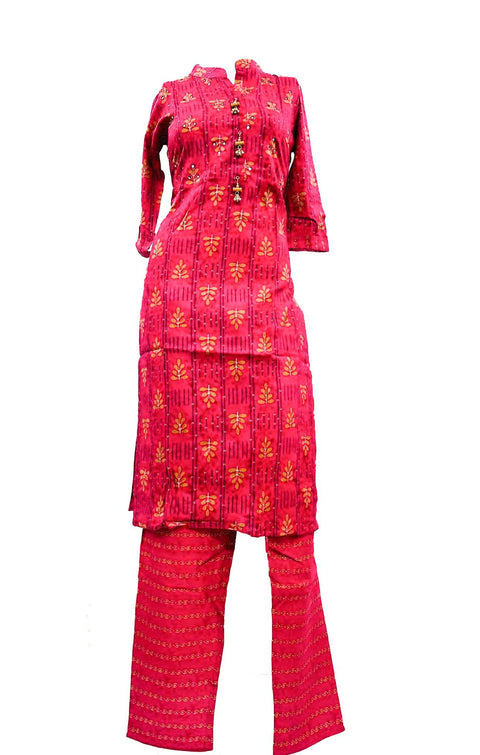 Rayon based printed Kurti with mirror work and plazo pants