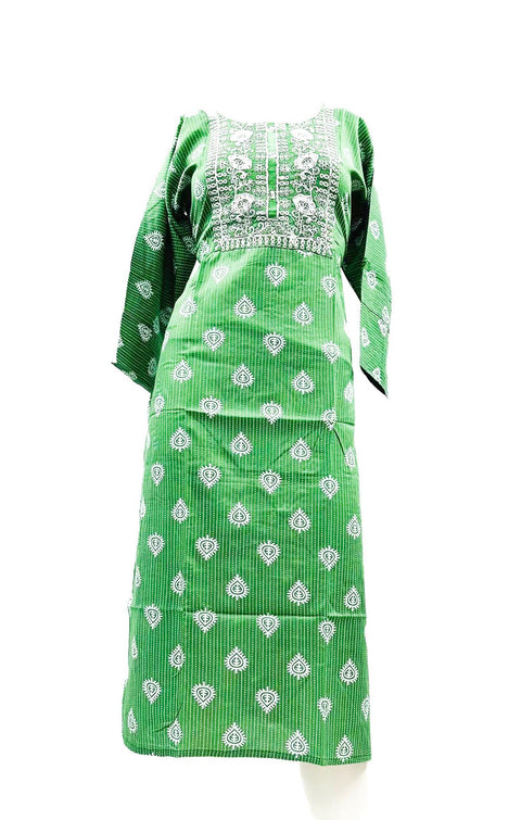 Rayon based embroidery printed work Kurti