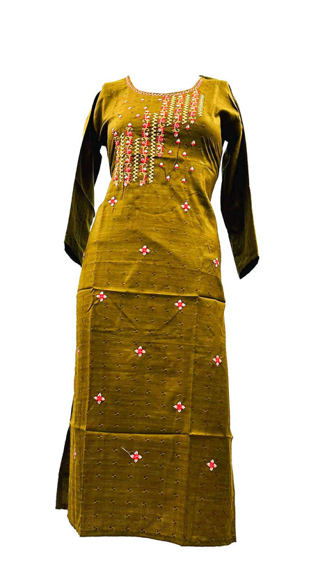 Rayon based embroidery work Kurti