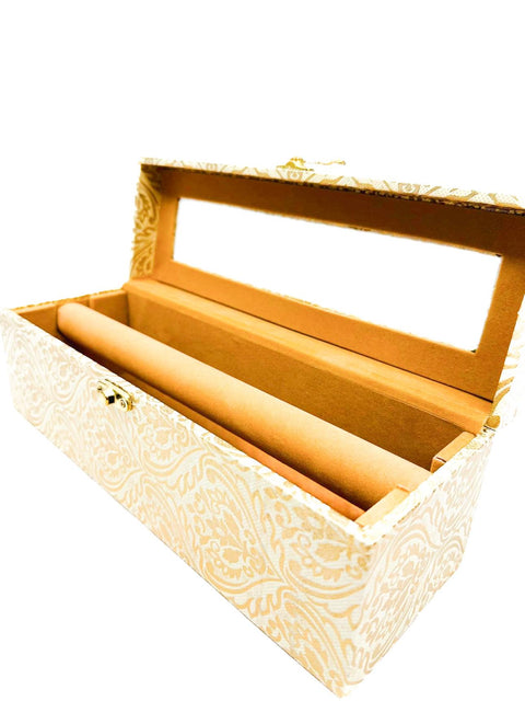 Leather Skin Wooden Two Rod Bangle Storage Box with Brief Case