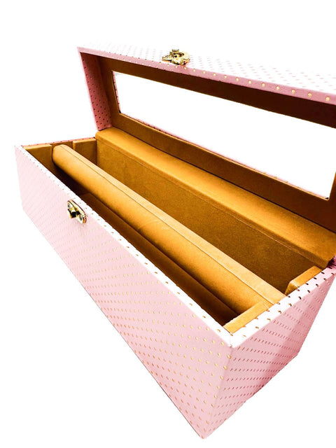 Leather Skin Wooden Two Rod Bangle Storage Box with Brief Case