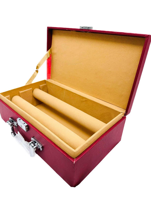 Leather Skin Wooden Two Rod Bangle Storage Box with Brief Case