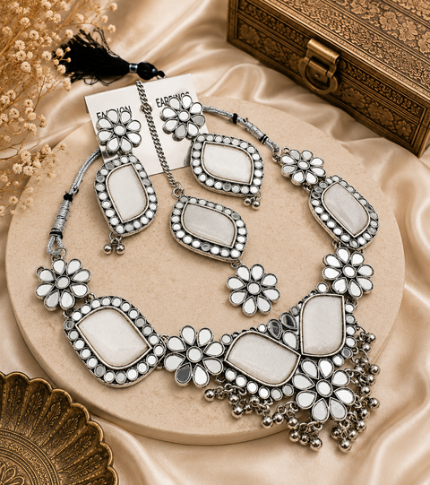 Beautiful Oxidised Necklace with Earrings