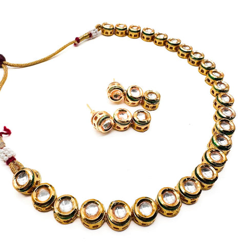 Original Kundan stone round shape necklace with small studs
