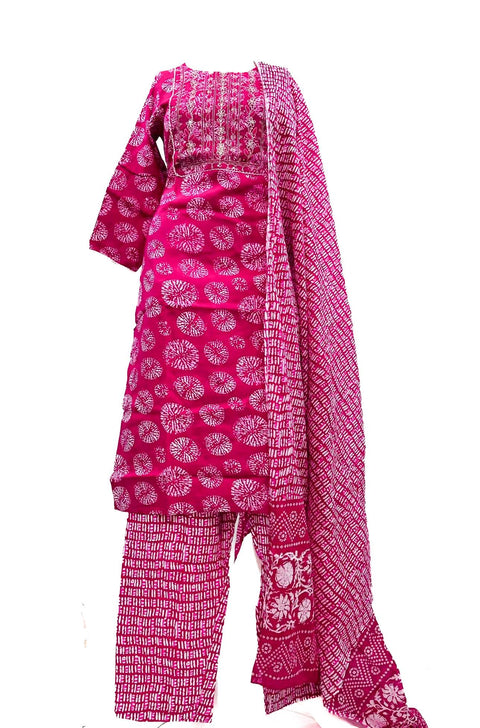 Pure Rayon Based Printed Work Kurti With Pents & Dupatta