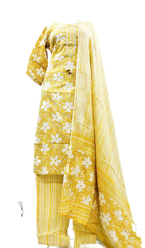 Pure cotton based printed work Kurti with Pents & Dupatta