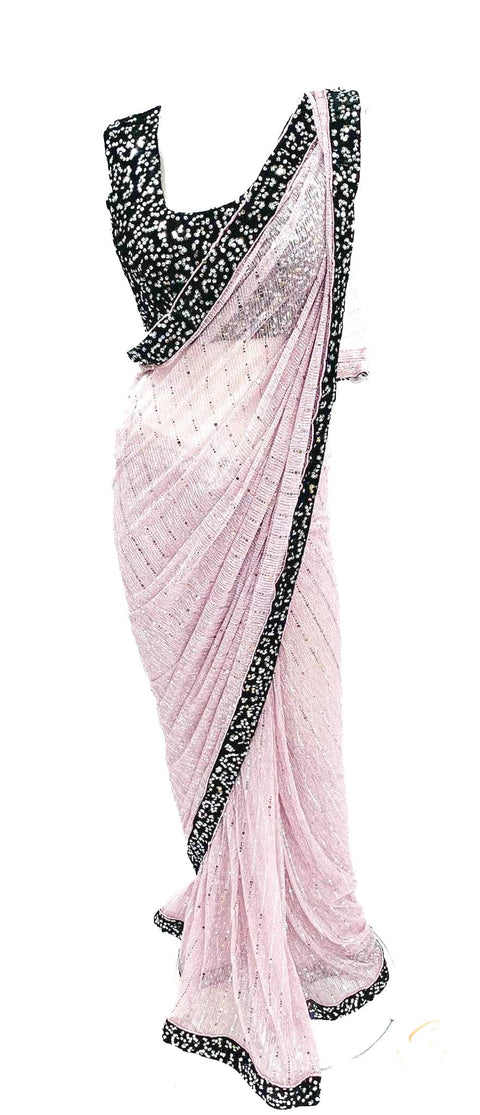 Pure and soft sequin party wear saree with readymade sequin blouse