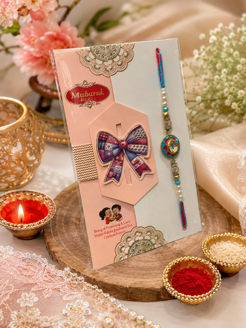 Beautiful Evil Eye Rakhi with premium gift-ready packaging – a perfect blend of style, protection, and sibling love.
