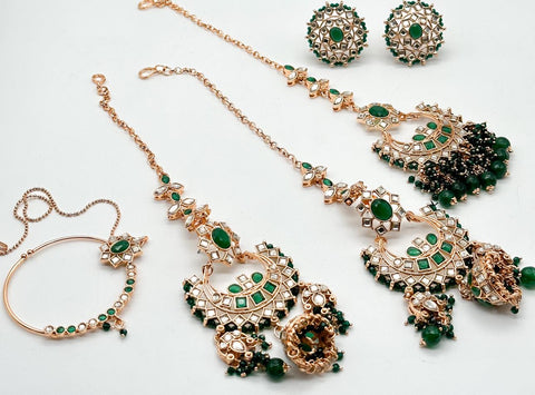 Original Polki Stone With Pearls Work Designer Semi Bridal Necklace Set
