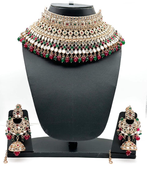 Original Polki Stone with pearls work designer Semi Bridal Necklace set