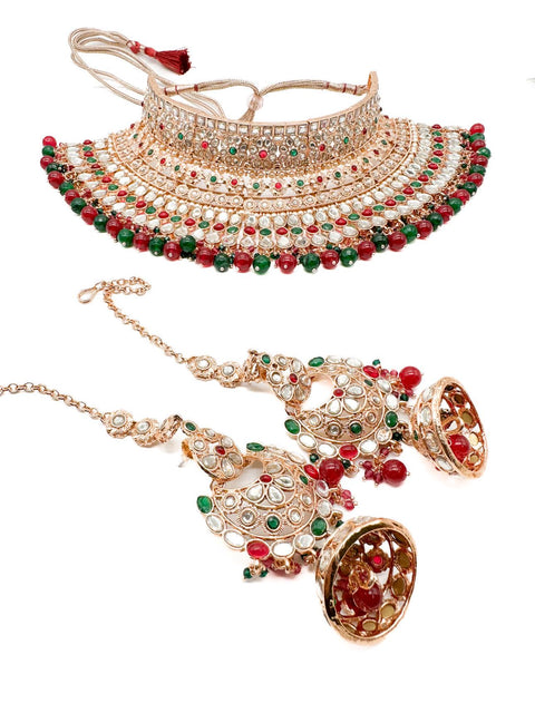 Original Polki Stone with pearls work designer Semi Bridal Necklace set