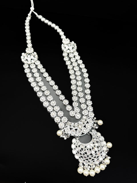 Silver AD Stones with Pearls beautiful Bridal Necklace Set