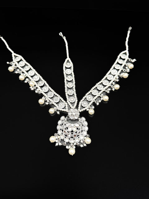 Silver AD Stones with Pearls beautiful Bridal Necklace Set