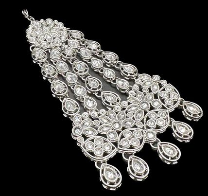 Silver AD Stones With Pearls Beautiful Bridal Necklace Set