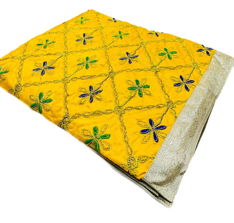 Silk Based beautiful embroidery work Rumala Sahib Double Set With Palkan