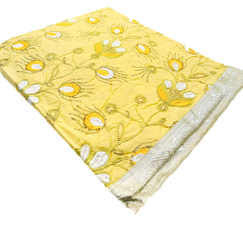 Silk based embroidery & Sequined work Rumala Sahib Double Set With Palkan